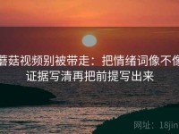 蘑菇视频别被带走：把情绪词像不像证据写清再把前提写出来