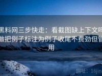 黑料网三步快走：看截图缺上下文吗做把例子标注为例子收尾不费劲但管用