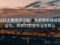 每日大赛想评论前：先把推断降成假设句，再核对前提有没有默认